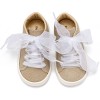BabyWalker Βαπτιστικά παπούτσια Sneaker από μεταλιζέ ύφασμα Πλατίνα BW.4864